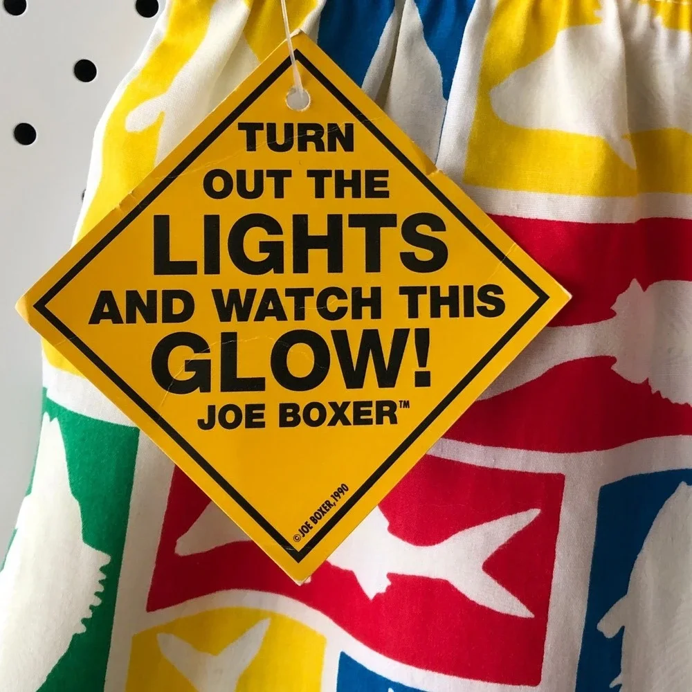 VTG 1991 JOE BOXER Glow in the Dark Fish Colorblock Boxers Men's L Made in USA